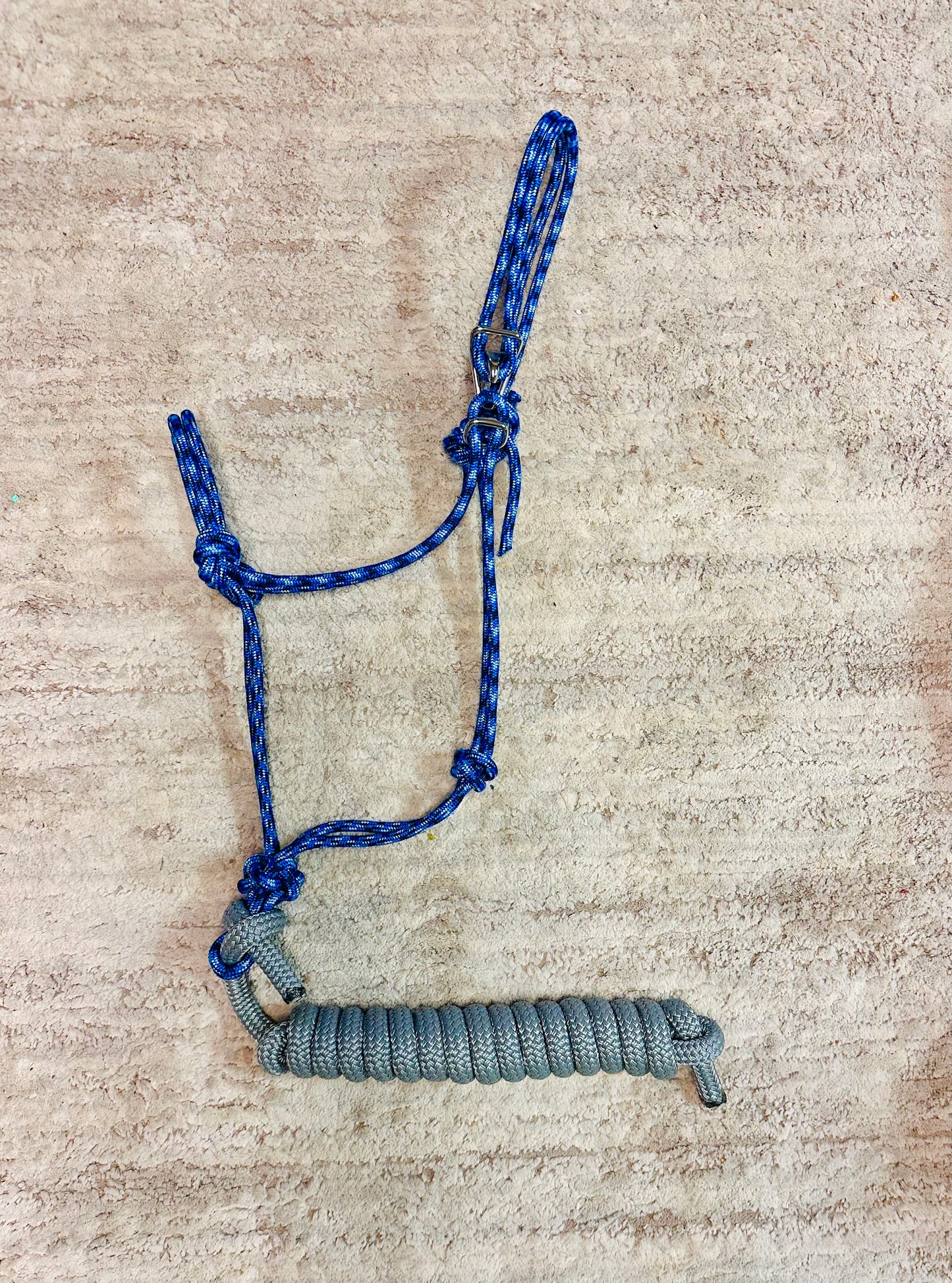 Blue/Silver/Black Easy Hook Halter with Silver lead