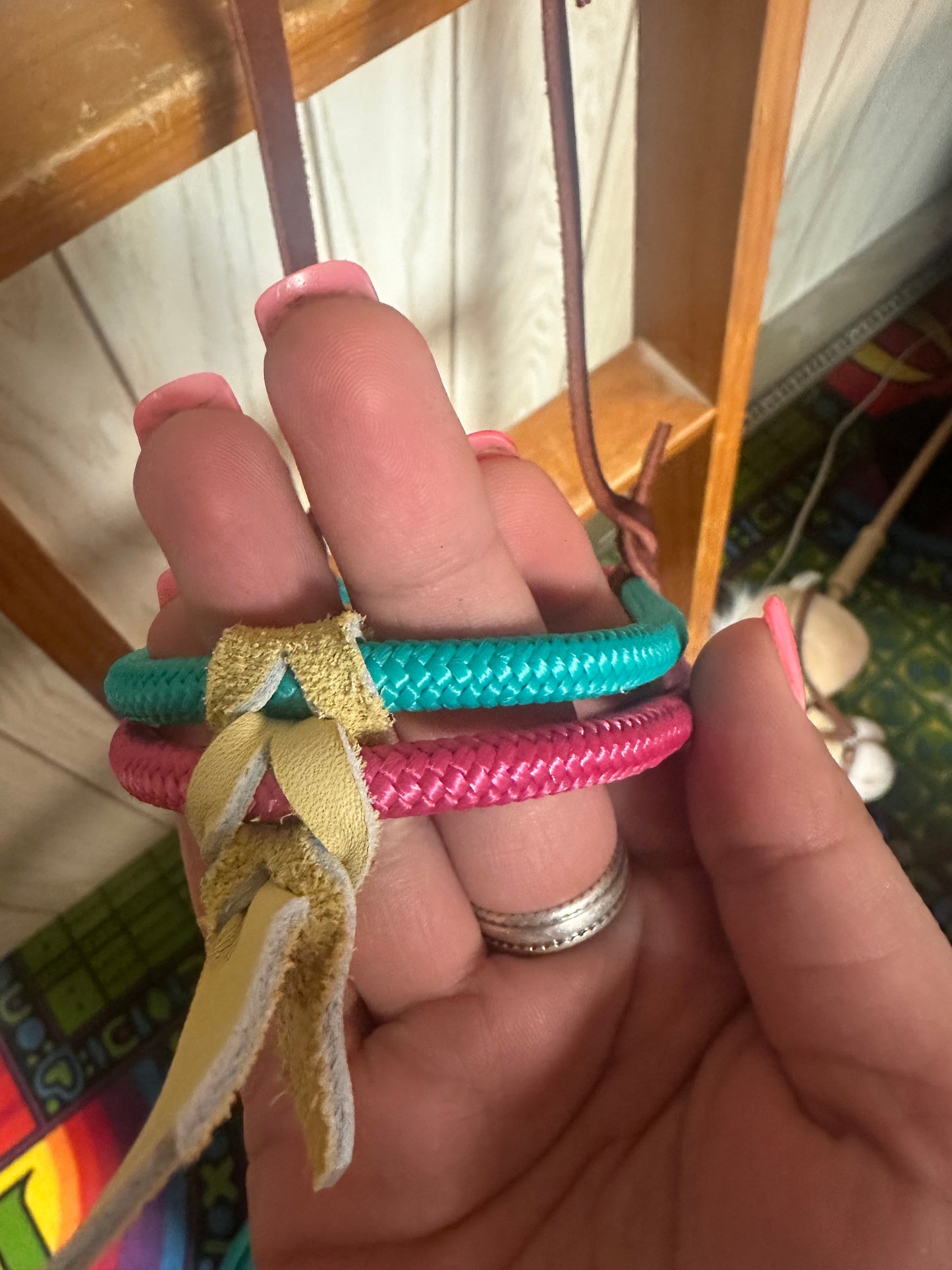 Turquoise & Pink Tie Down