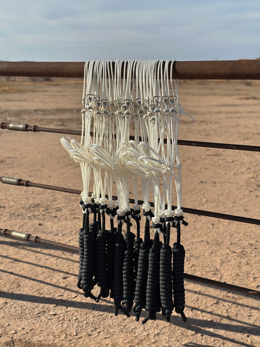 White with Black Leadrope Easy Hook Halter