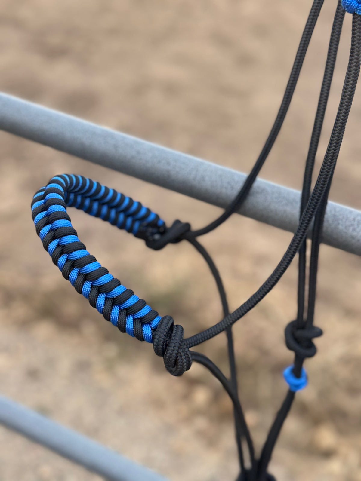 Blue & Black Braided Noseband Easy Hook Rope Halter