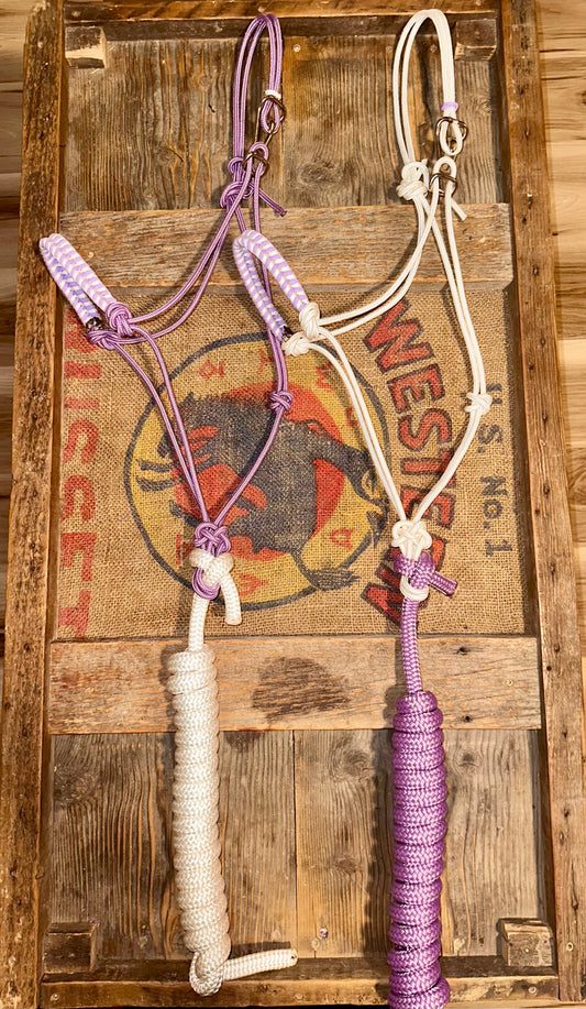 Lavender & White Noseband Easy Hook Halters