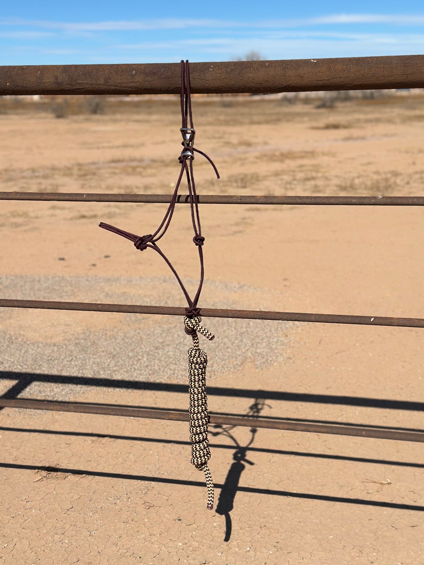 Burgundy Easy Hook Halter with tan/burgundy lead rope