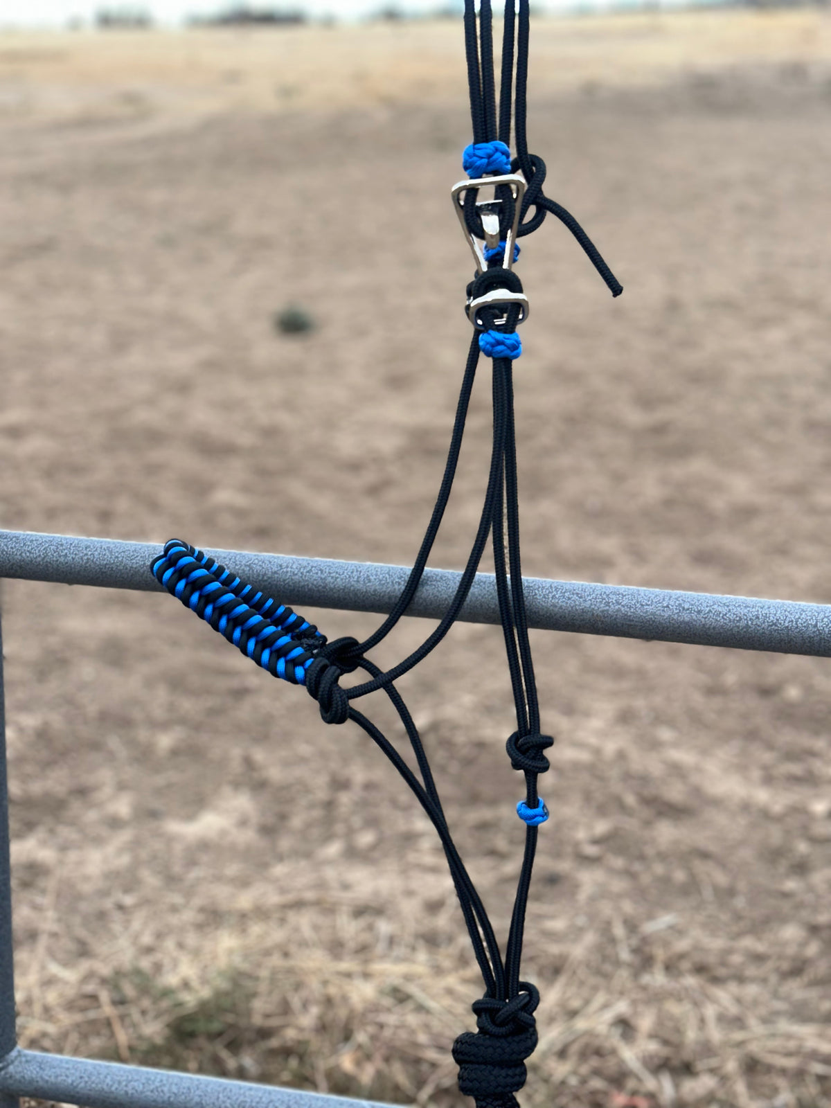 Blue & Black Braided Noseband Easy Hook Rope Halter