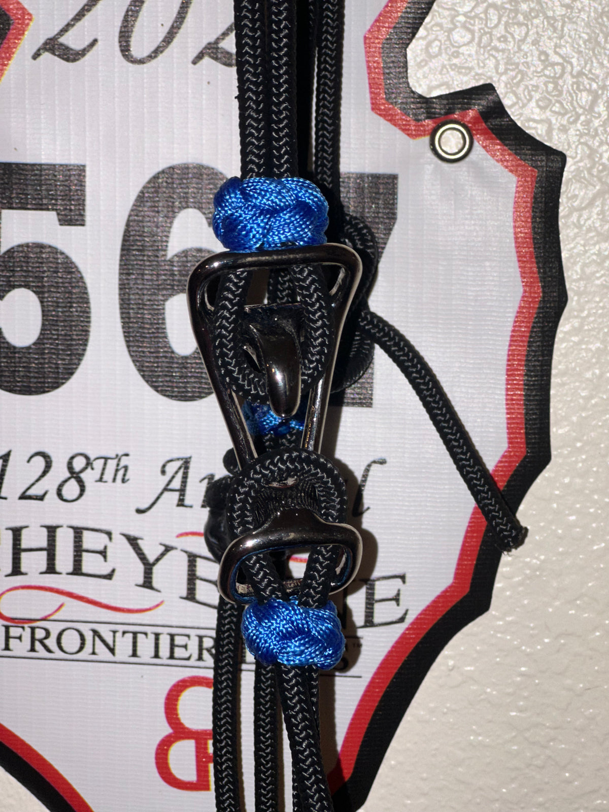 Blue & Black Braided Noseband Easy Hook Rope Halter