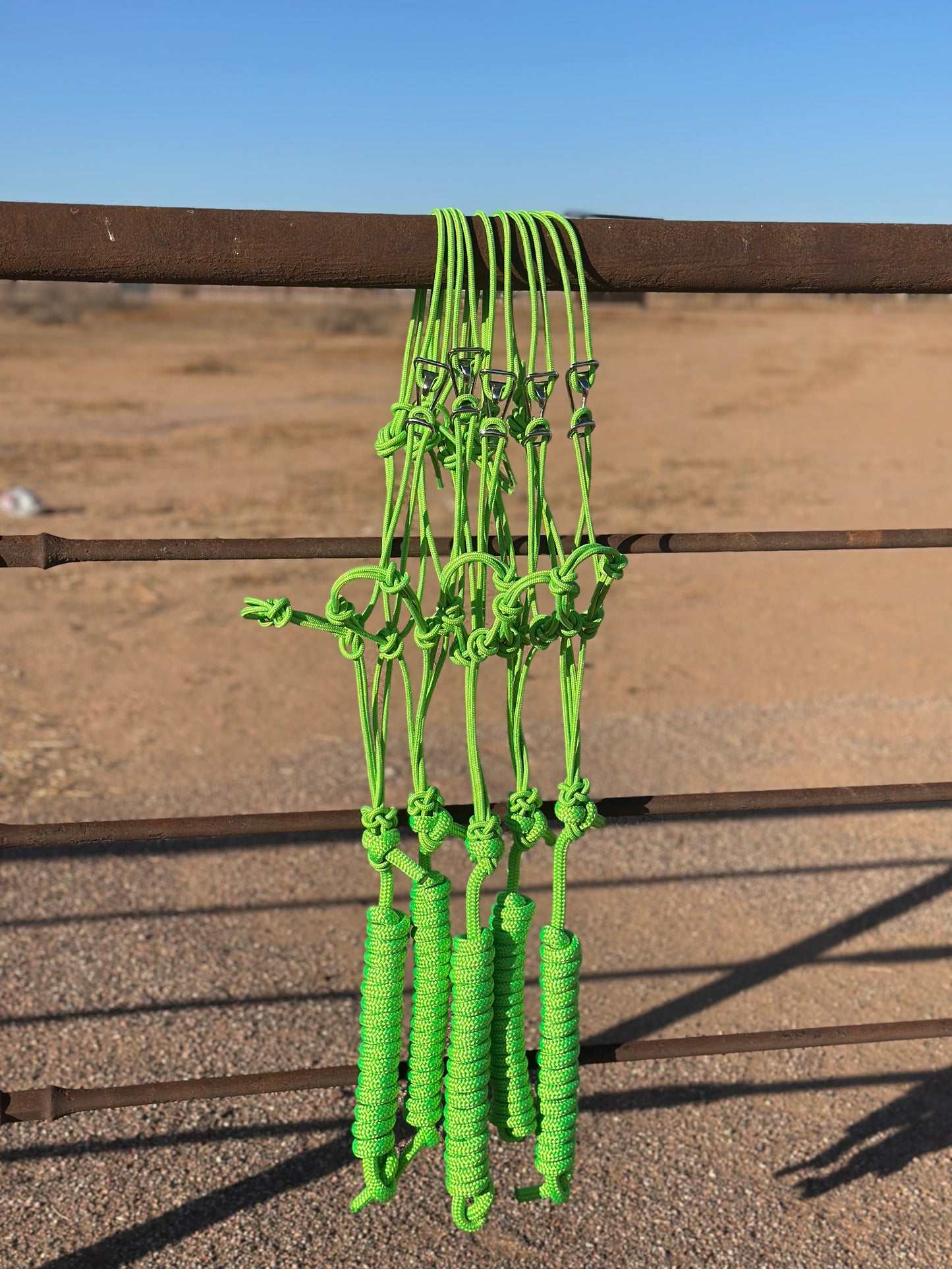 Lime Green Easy Hook Halter - four knot noseband