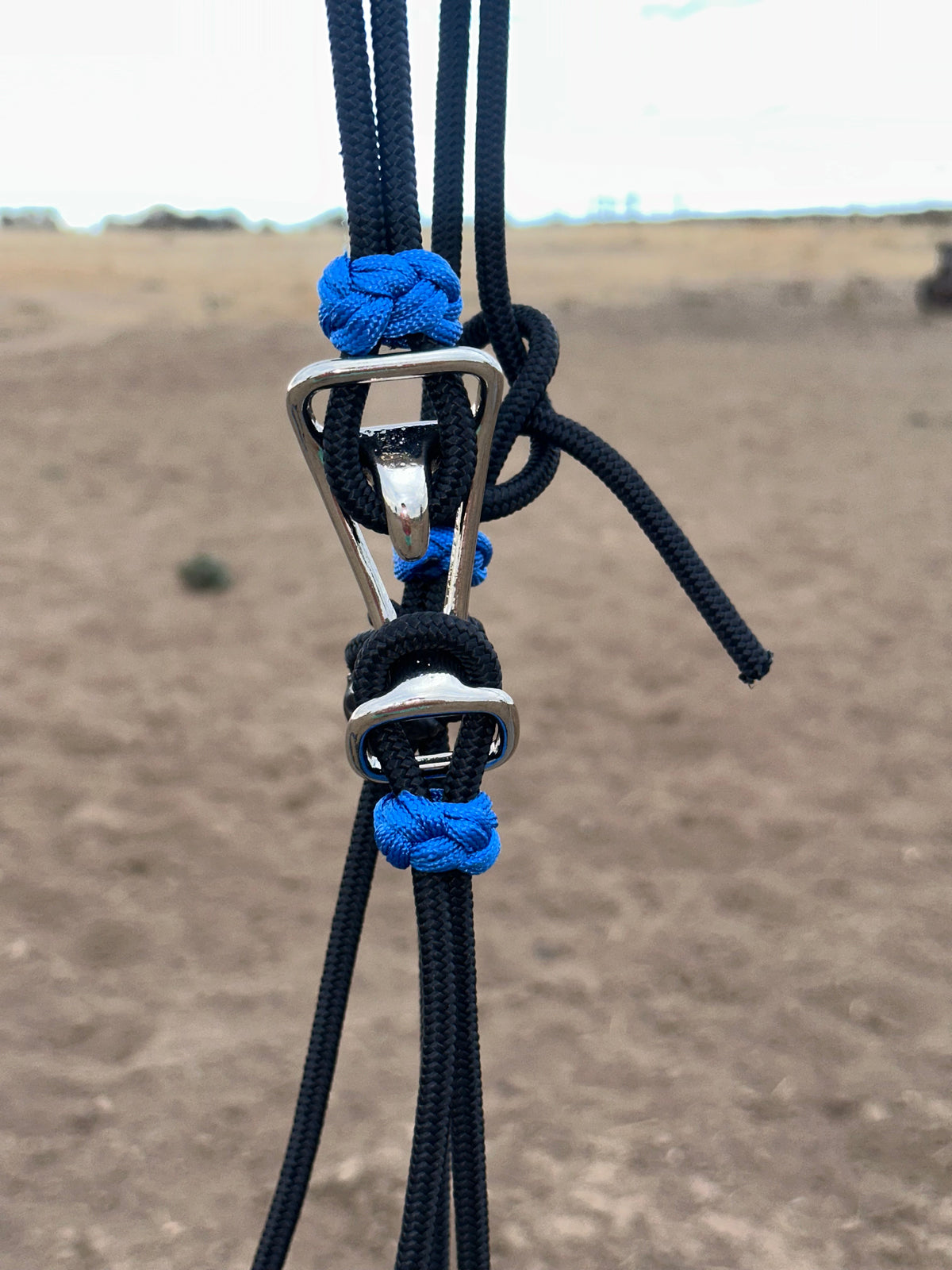 Blue & Black Braided Noseband Easy Hook Rope Halter