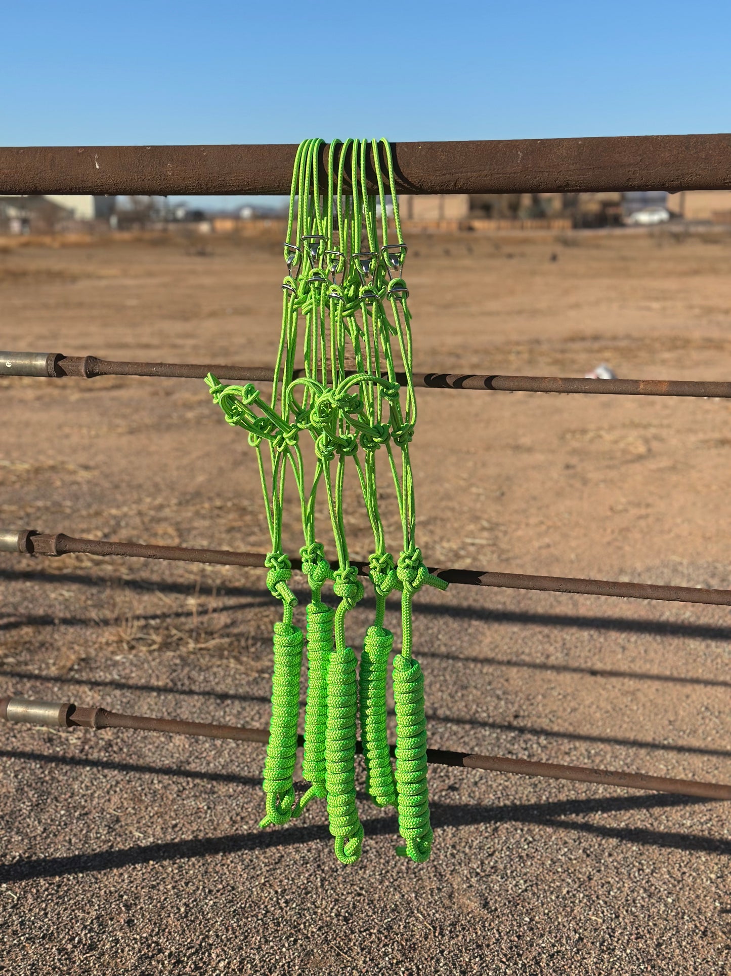 Lime Green Easy Hook Halter - four knot noseband