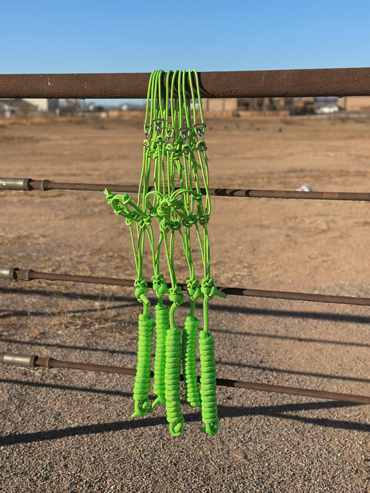 Lime Green Easy Hook Halter - four knot noseband