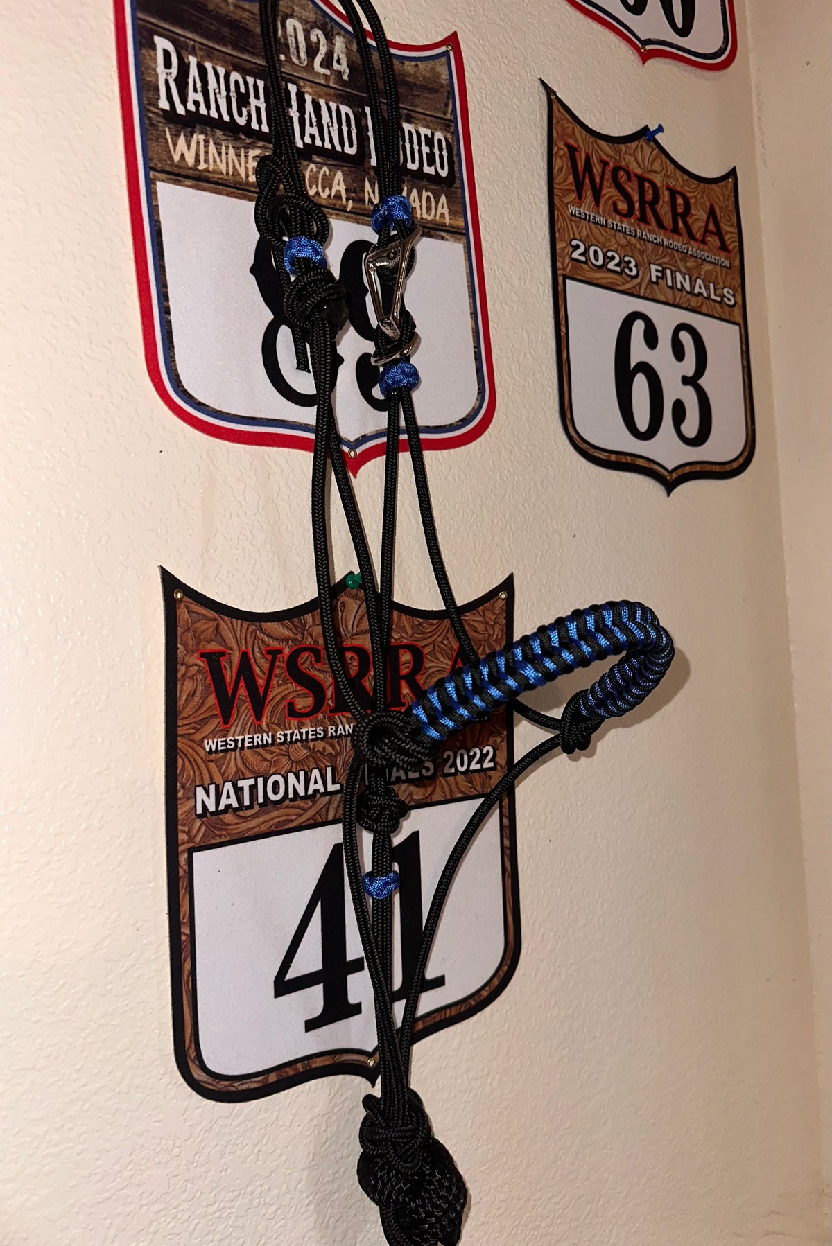 Blue & Black Braided Noseband Easy Hook Rope Halter