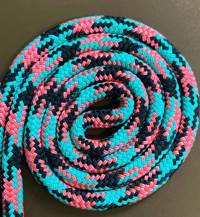 Turquoise, Pink & Black Leadrope with Easy Hook Rope Halter