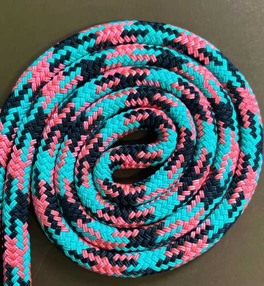Turquoise, Pink & Black Leadrope with Easy Hook Rope Halter