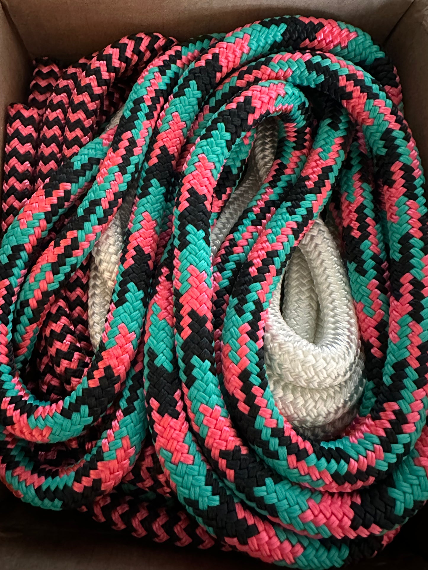 Turquoise, Pink & Black Leadrope with Easy Hook Rope Halter